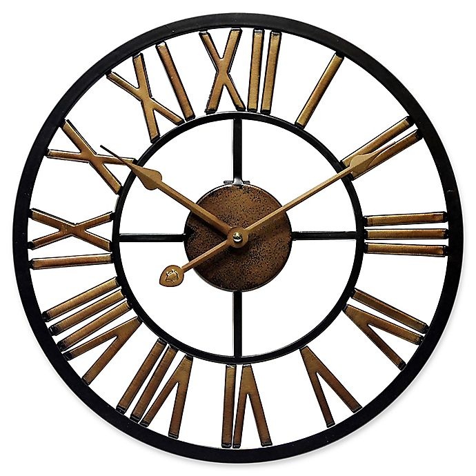 slide 1 of 1, Infinity Instruments Micro Fusion Wall Clock - Black/Copper, 14 in