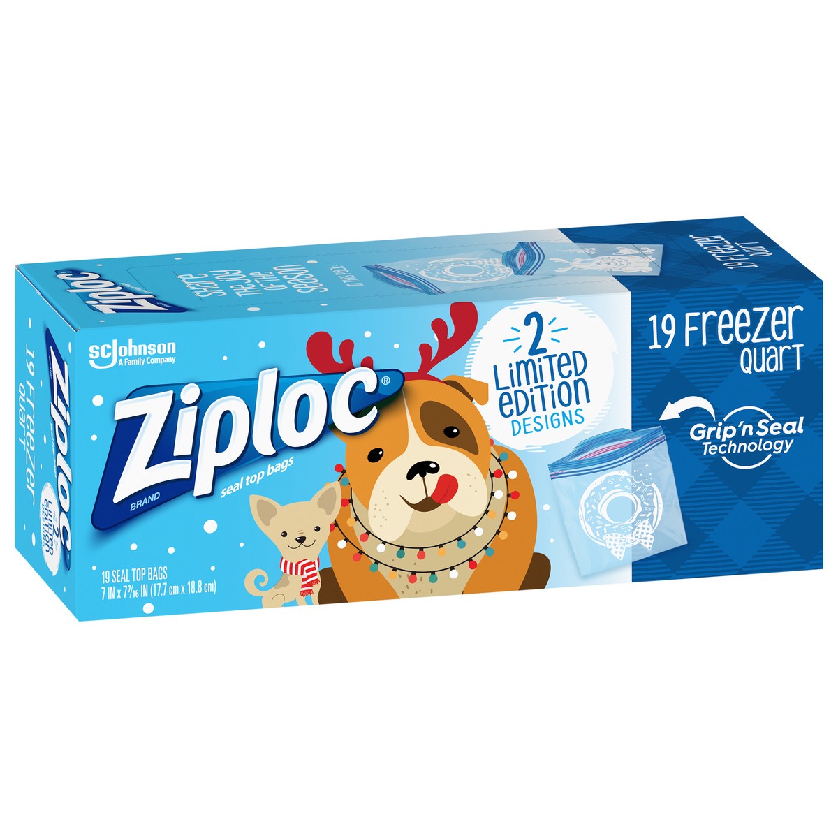 slide 2 of 4, Ziploc Quart Bag Holiday Freezer, 19 ct