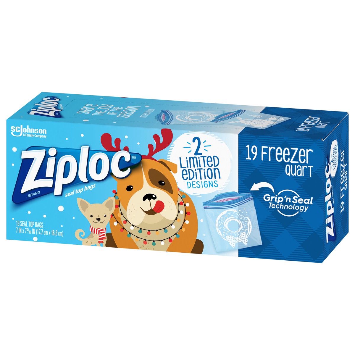 slide 3 of 4, Ziploc Quart Bag Holiday Freezer, 19 ct