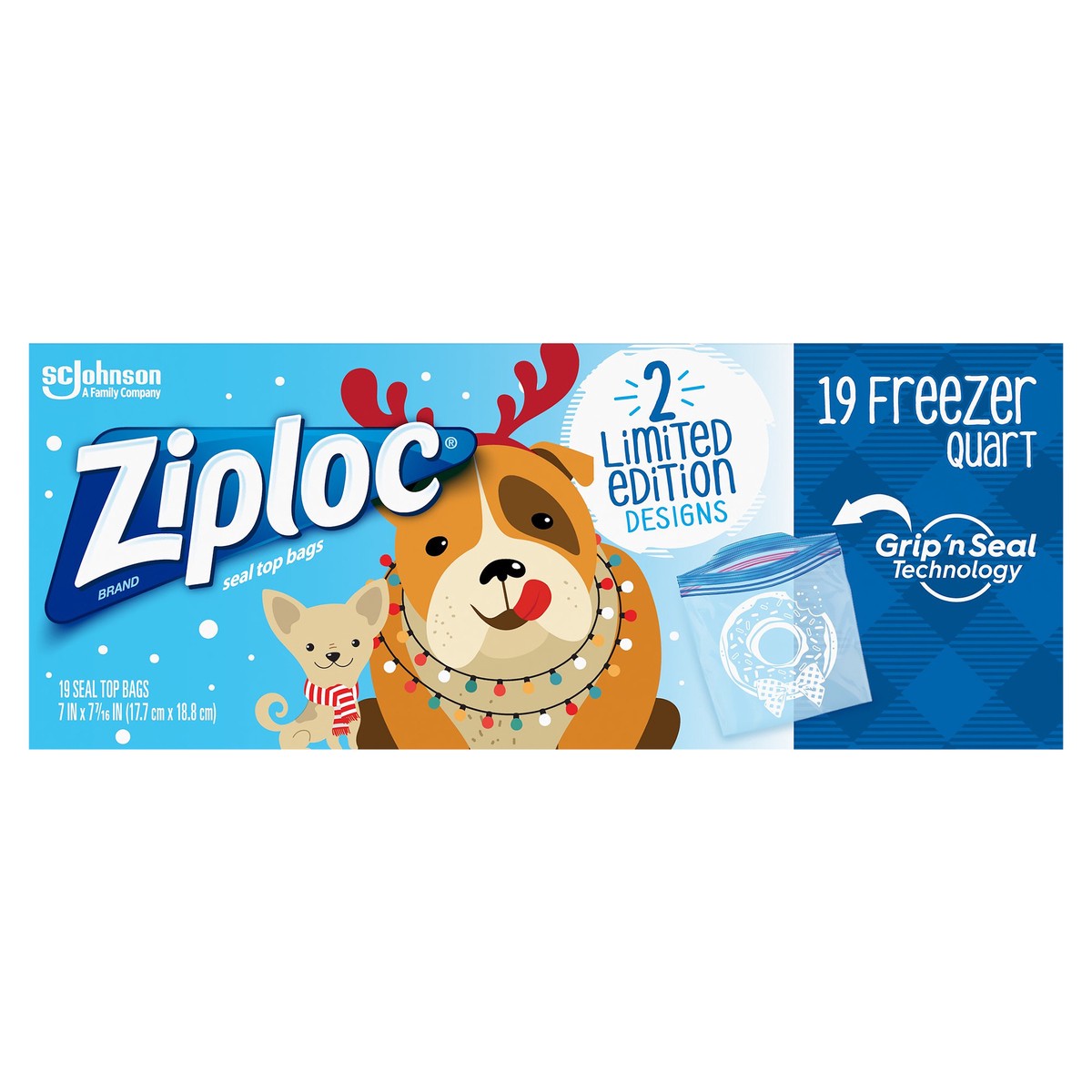slide 1 of 4, Ziploc Quart Bag Holiday Freezer, 19 ct