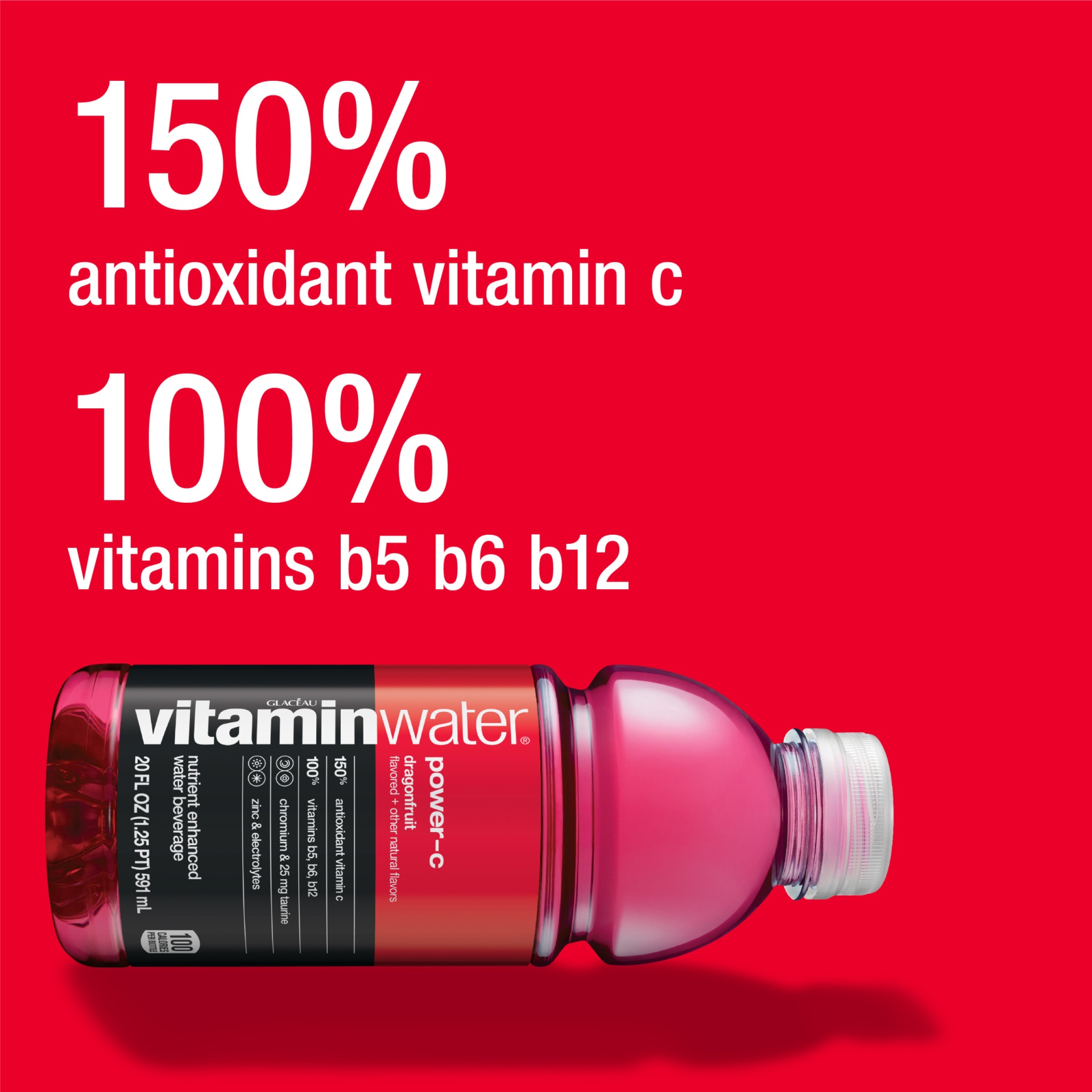 slide 6 of 6, vitaminwater power-c electrolyte enhanced water w/ vitamins, dragonfruit drink, 20 oz