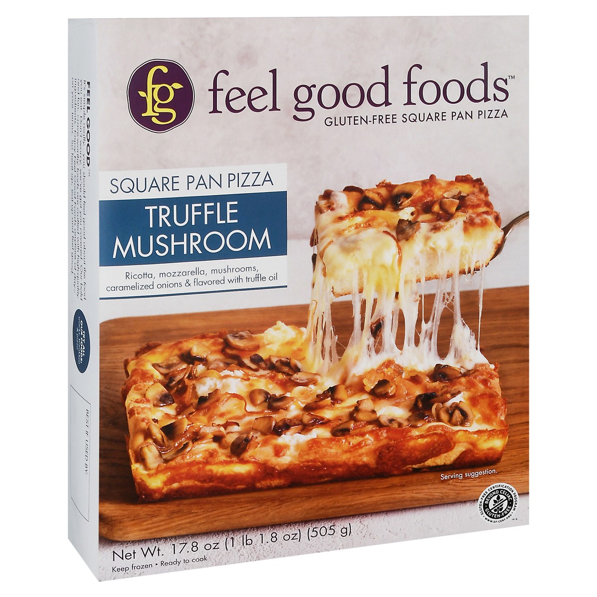 slide 14 of 14, Feel Good Foods Detroit-Style Truffle Mushroom Pizza 17.8 oz, 17.8 oz
