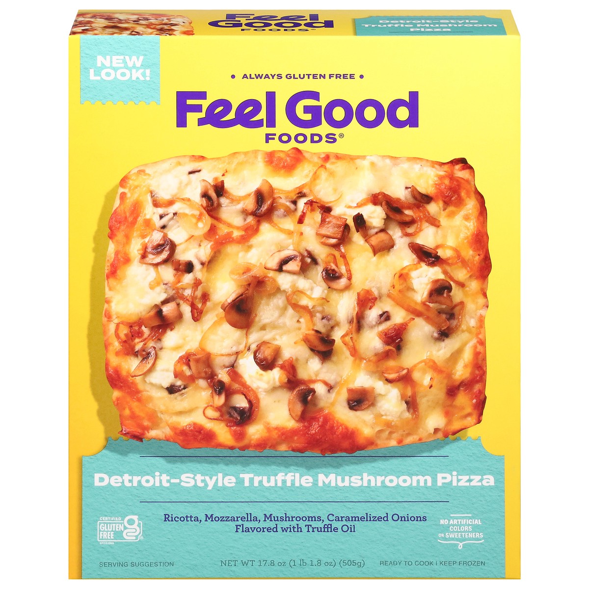 slide 1 of 14, Feel Good Foods Detroit-Style Truffle Mushroom Pizza 17.8 oz, 17.8 oz