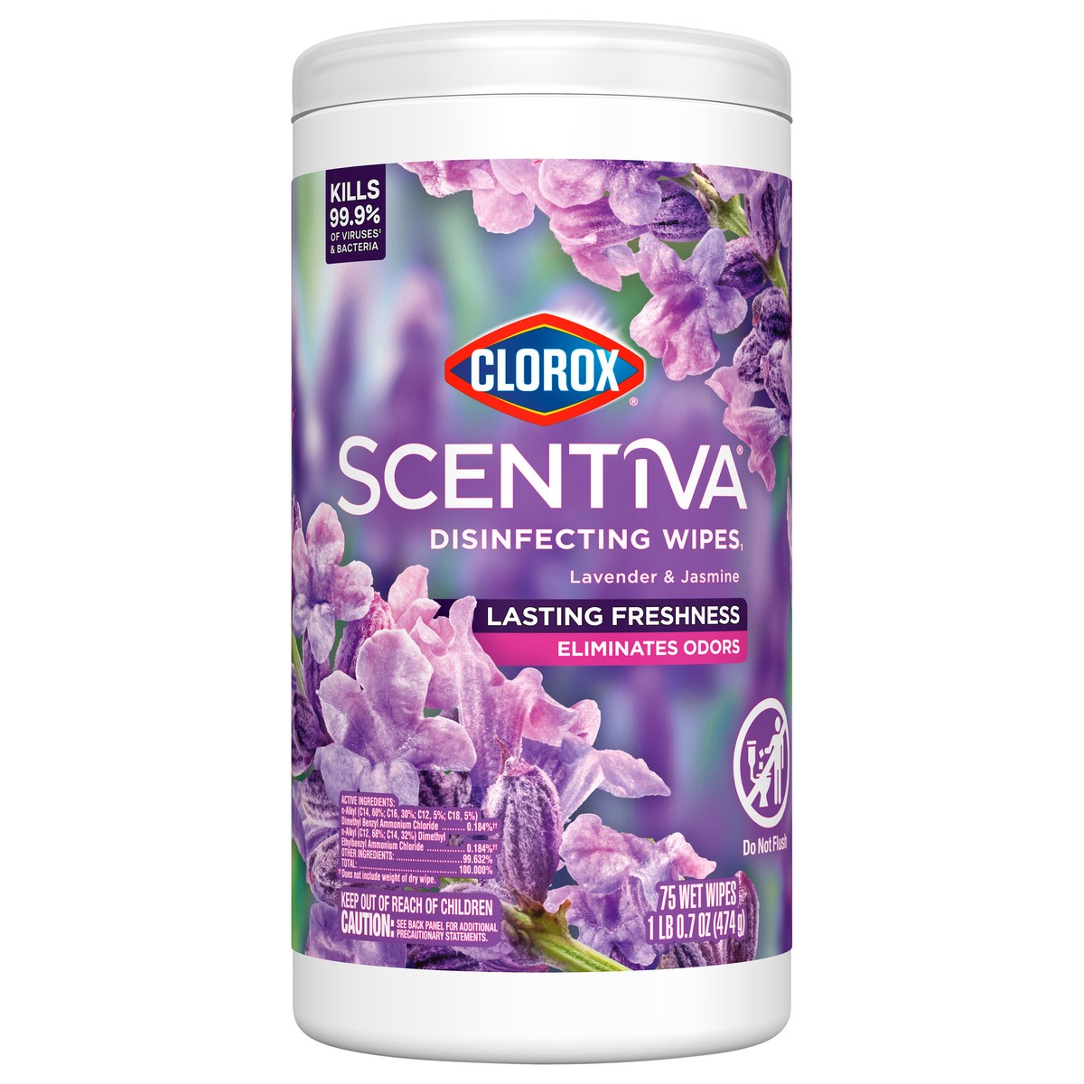 slide 1 of 5, Scentiva Disinfecting Wipes, Lavender and Jasmine, 75 Count, 75 ct