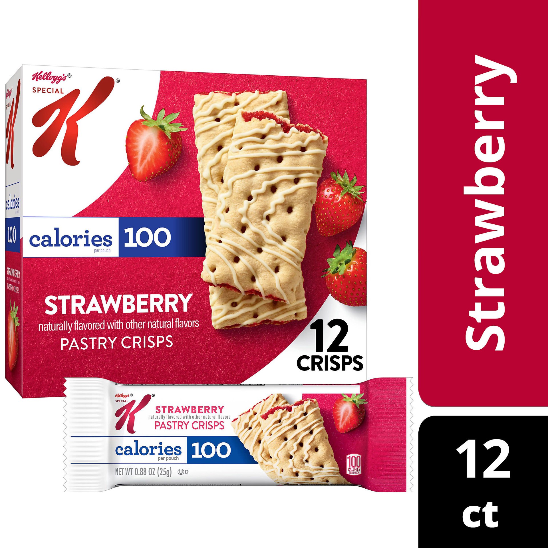 slide 1 of 5, Special K Bar Pastry Crisps, 100 Calorie Snacks, Breakfast Bars, Strawberry, 5.28oz Box, 12 Crisps, 5.28 oz