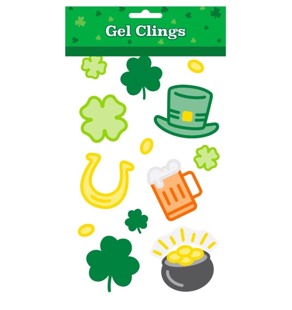 slide 1 of 1, Ampro St. Patrick's Day Gel Cling Neon Decals, 1 ct