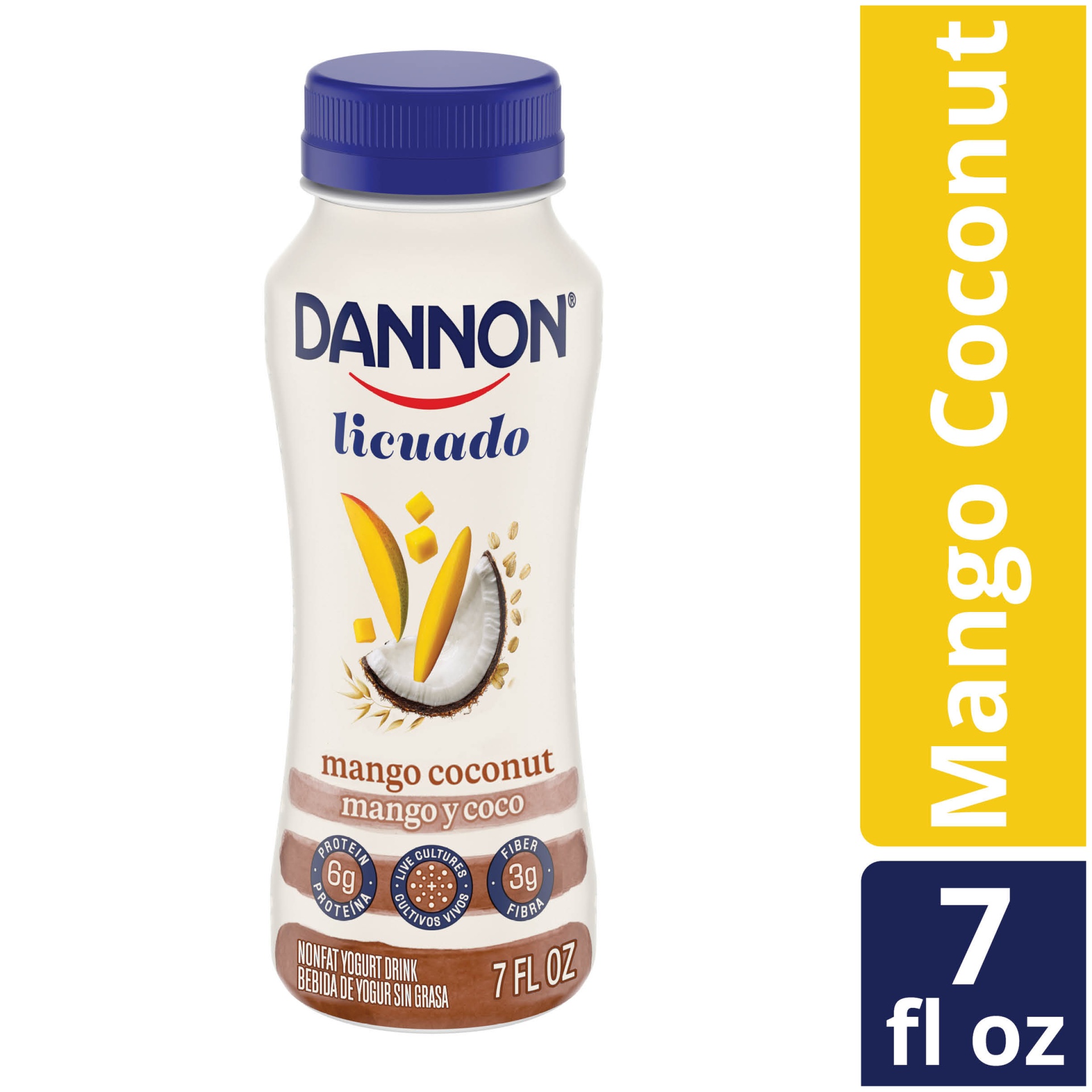 slide 1 of 7, Dannon Nonfat Yogurt Mango Coconut Licuado, 7 fl oz