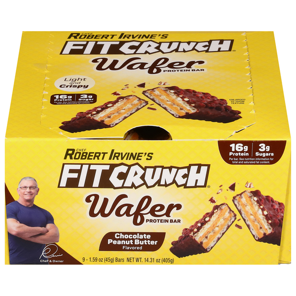 slide 1 of 1, FITCRUNCH Chocolate Peanut Butter 16g Wafer Protein Bar - 9 ct, 9 ct; 14.3 oz