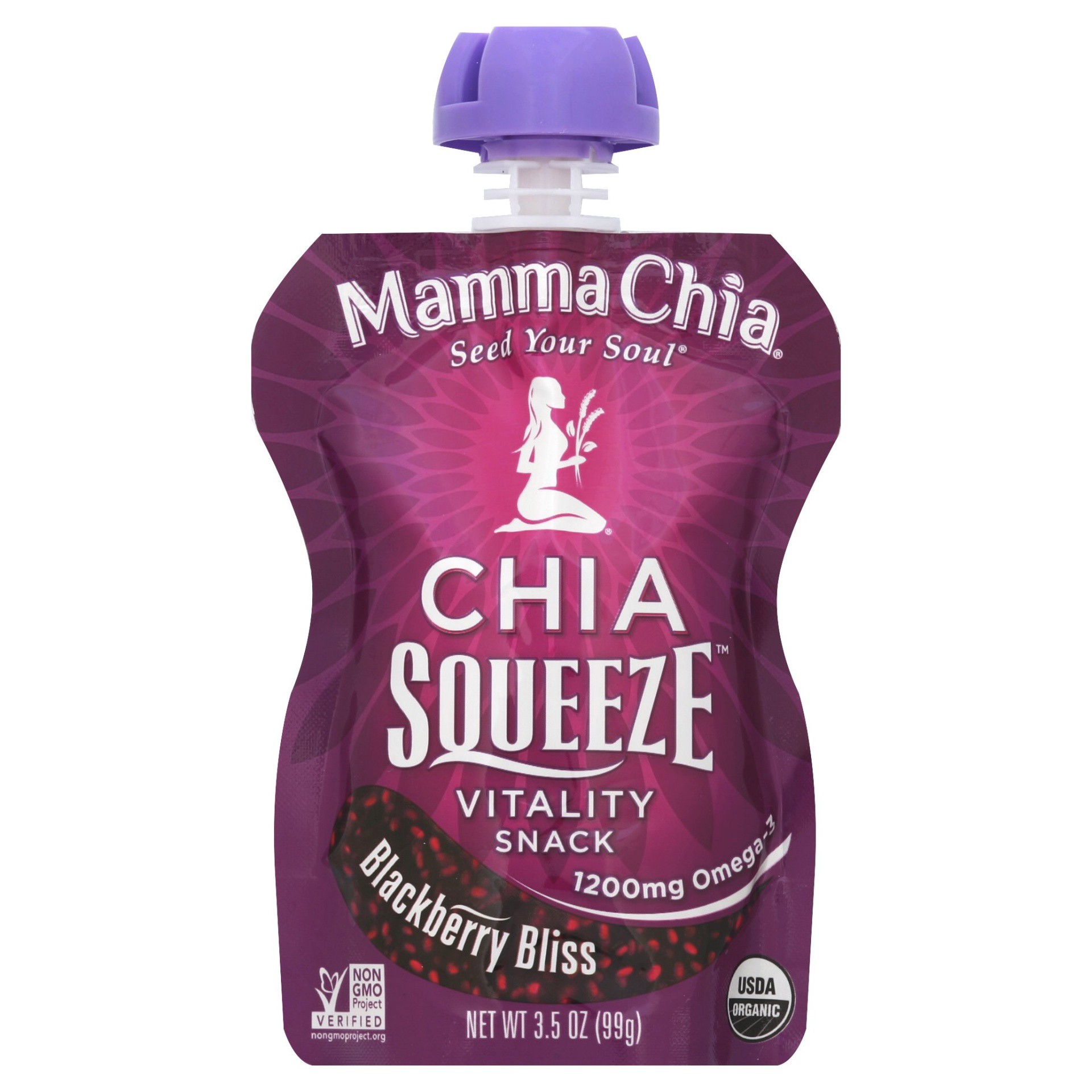 slide 1 of 9, Mamma Chia Chia Squeeze Vitality Snack Blackberry Bliss, 3.5 oz