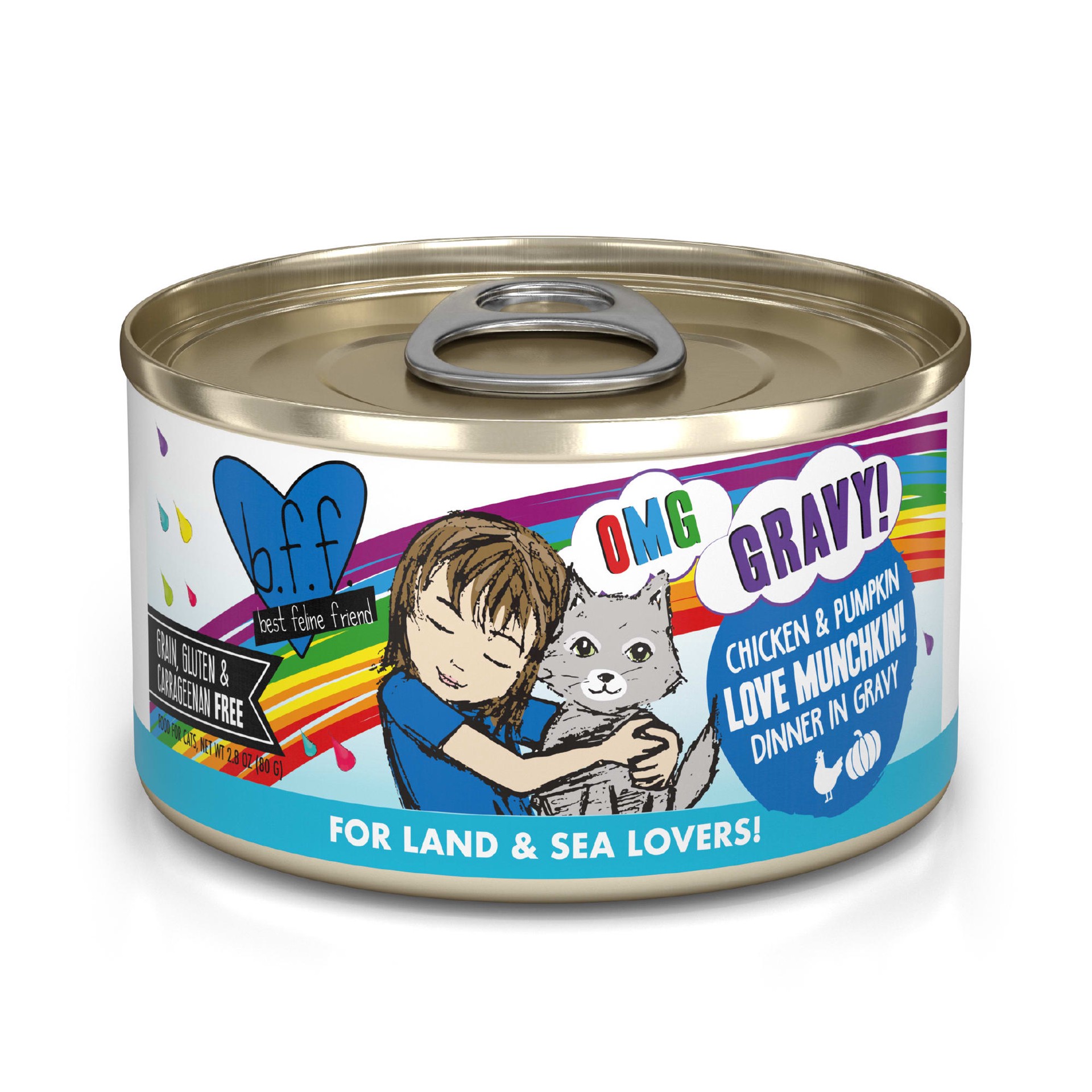 slide 1 of 1, B.F.F. OMG Love Munchkin! Chicken & Pumpkin Dinner in Gravy Wet Cat Food, 2.8 oz., 2.8 oz