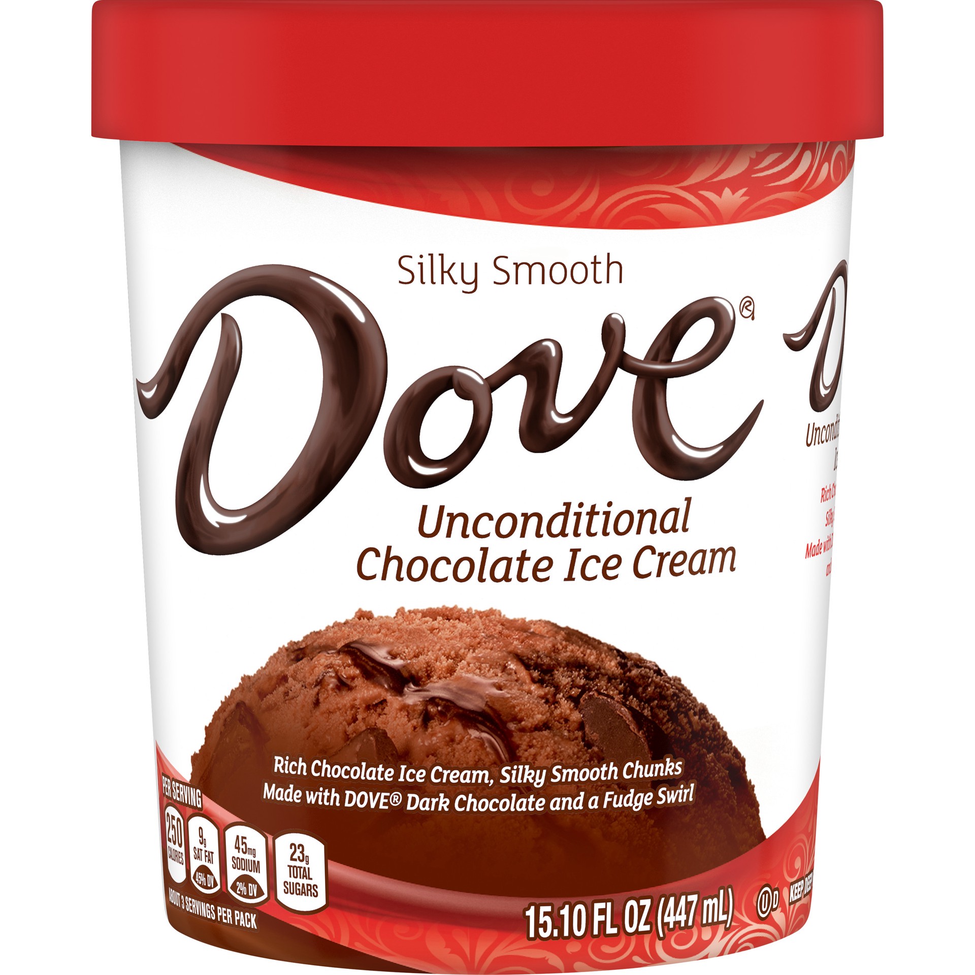 slide 1 of 4, Dove Unconditional Chocolate Ice Cream Pint 16 oz, 15.10 fl oz