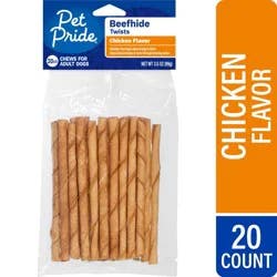 Pet Pride Beefhide Twist Chews Chicken Flavored Adult Dog Treats