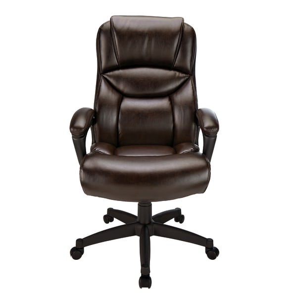slide 2 of 6, Realspace Fennington Bonded Leather High-Back Executive Chair, Brown, Bifma Compliant, 1 ct