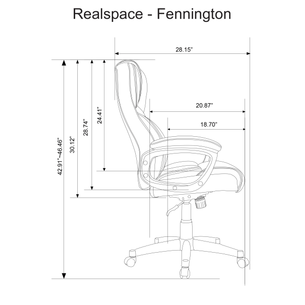 slide 3 of 6, Realspace Fennington Bonded Leather High-Back Executive Chair, Brown, Bifma Compliant, 1 ct