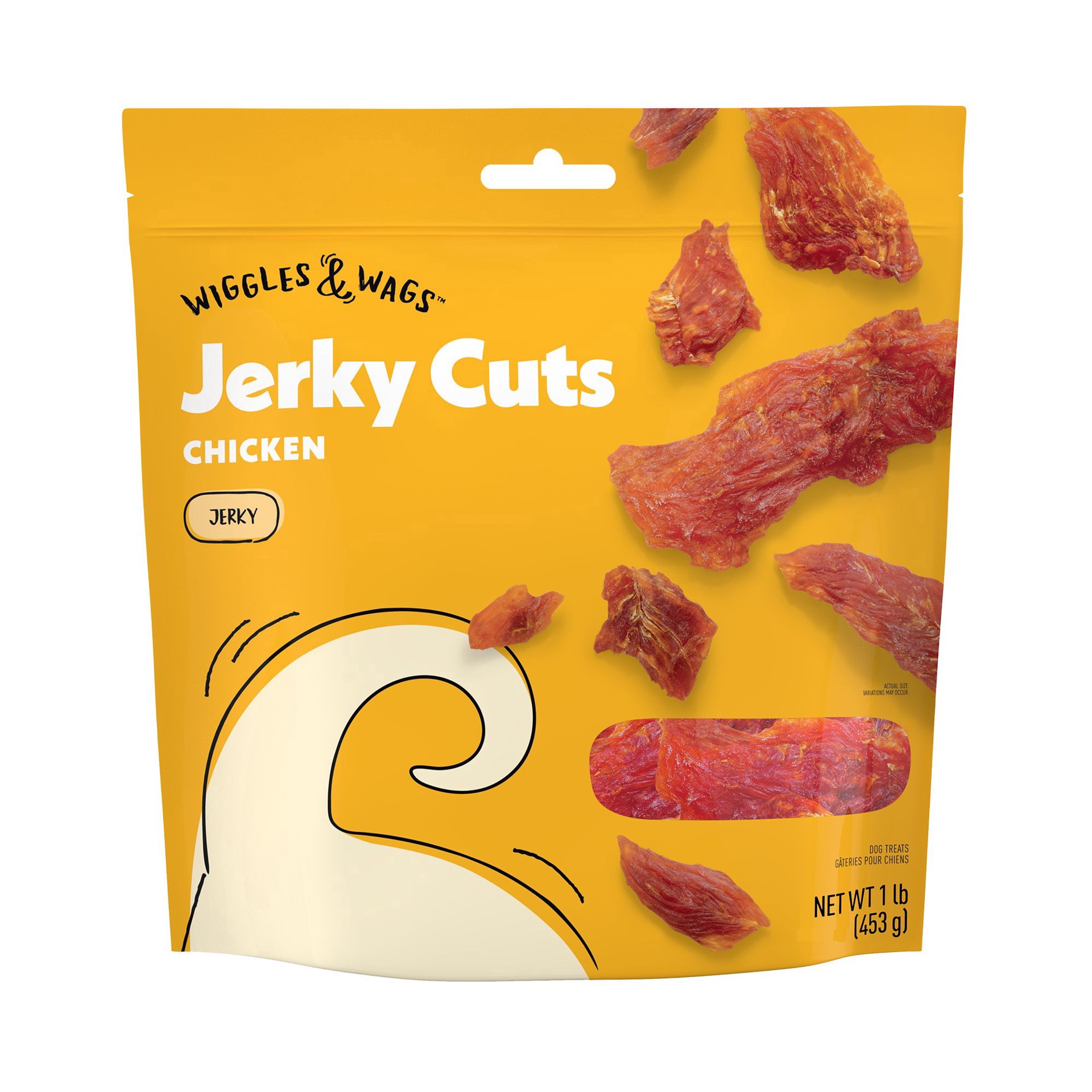 slide 1 of 1, Wiggles & Wags Chicken Jerky Cuts Dog Treats, 16 oz