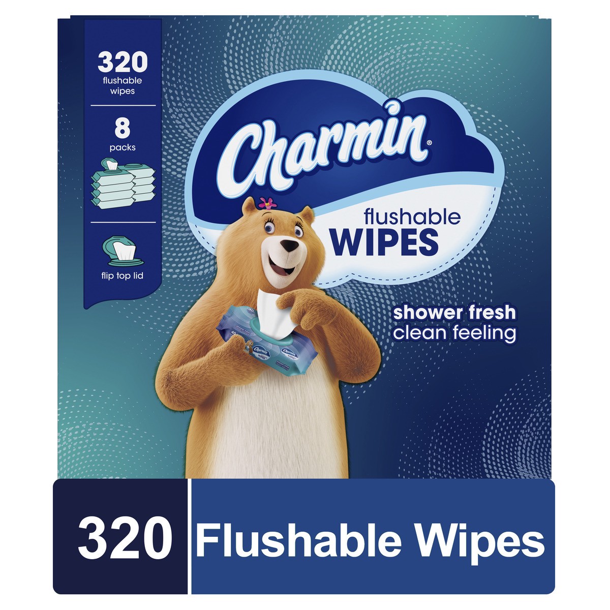 slide 1 of 9, Charmin Flushable Shower Fresh Wipes 8 - 40 ea Packs, 8 ct