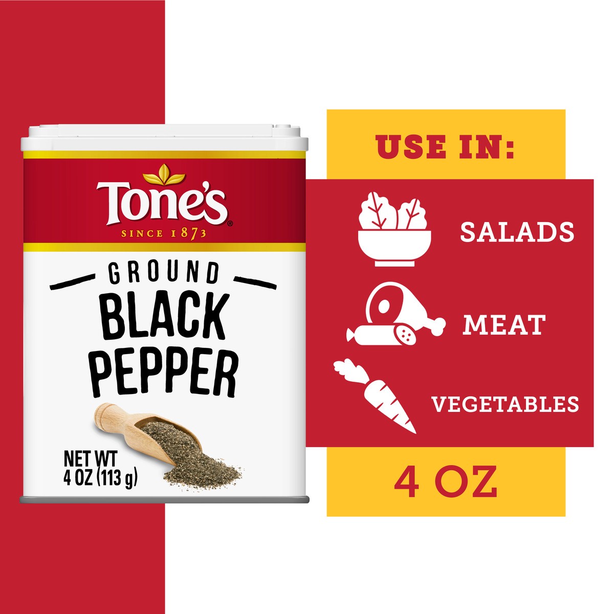 slide 2 of 12, Tone's Ground Black Pepper, 4 oz, 4 oz