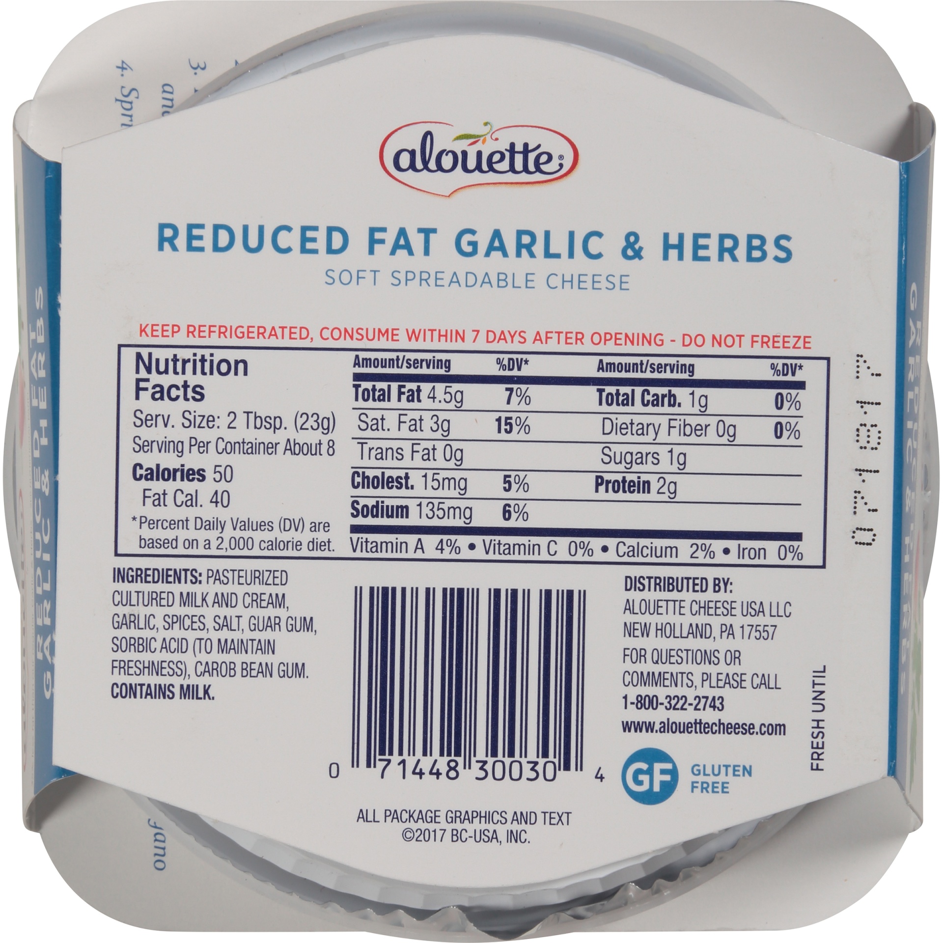 slide 5 of 7, Alouette Reduced Fat Garlic & Herb Spread 6.5 oz, 6.5 oz