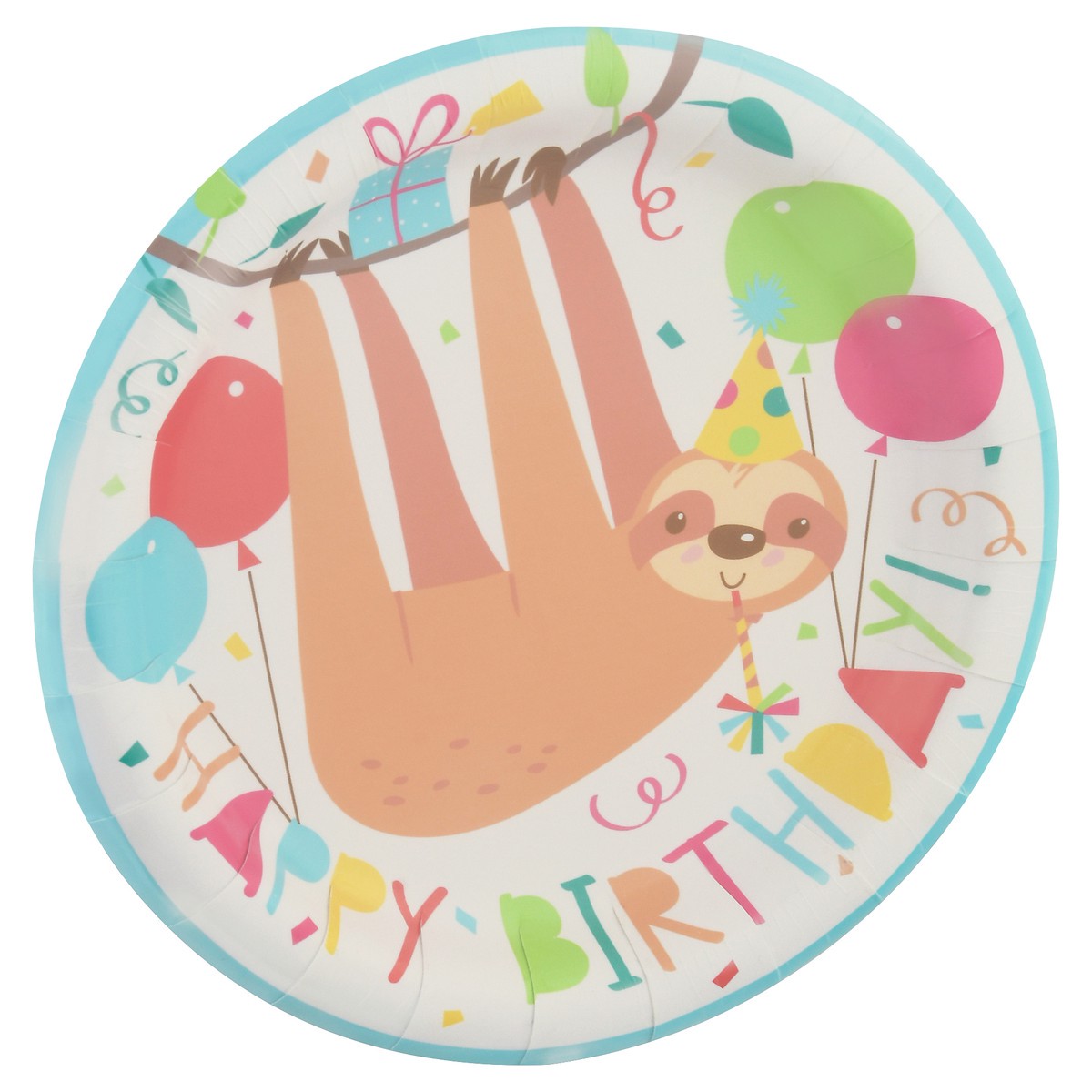 slide 4 of 9, Unique Paper Plates, Happy Birthday, Sloth, 6-3/4 Inch, 8 ct