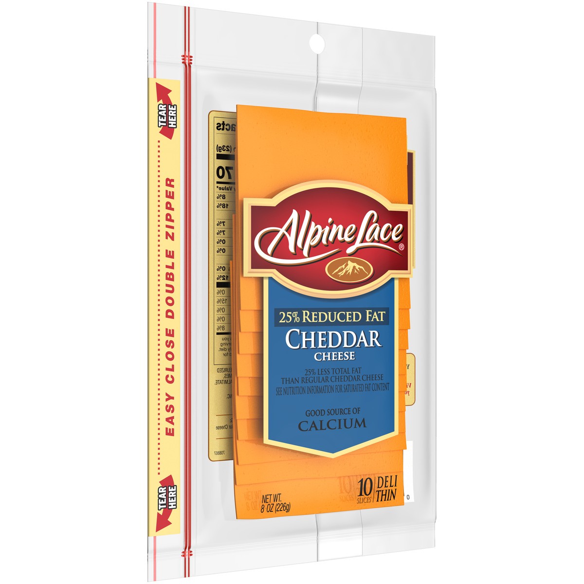 slide 4 of 5, Alpine Lace Sliced 25% Reduced Fat Cheddar Cheese, 8 oz, 8 oz