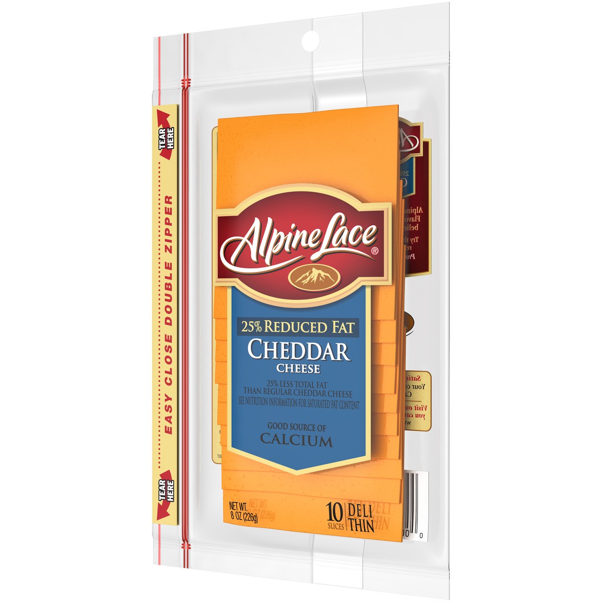 slide 3 of 5, Alpine Lace Sliced 25% Reduced Fat Cheddar Cheese, 8 oz, 8 oz