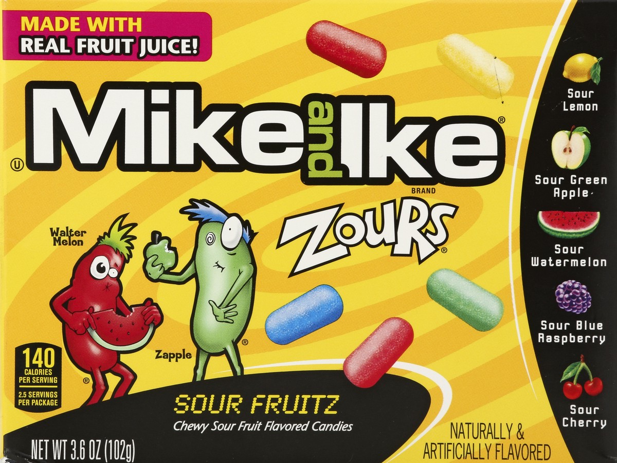 slide 4 of 4, MIKE AND IKE Sour Fruitz Flavored Candies, 3.6 oz