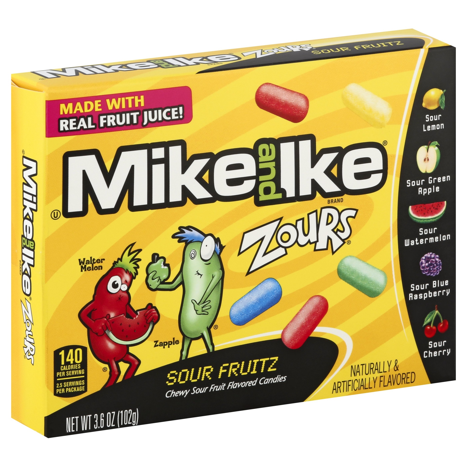 slide 1 of 4, MIKE AND IKE Sour Fruitz Flavored Candies, 3.6 oz