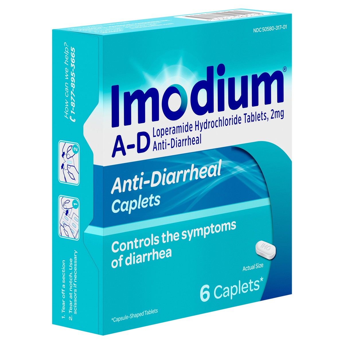 slide 8 of 8, Imodium A-D Diarrhea Relief Caplets with Loperamide Hydrochloride, Anti-Diarrheal Medicine to Help Control Symptoms of Diarrhea Due to Acute, Active & Traveler's Diarrhea, 6 ct., 6 ct