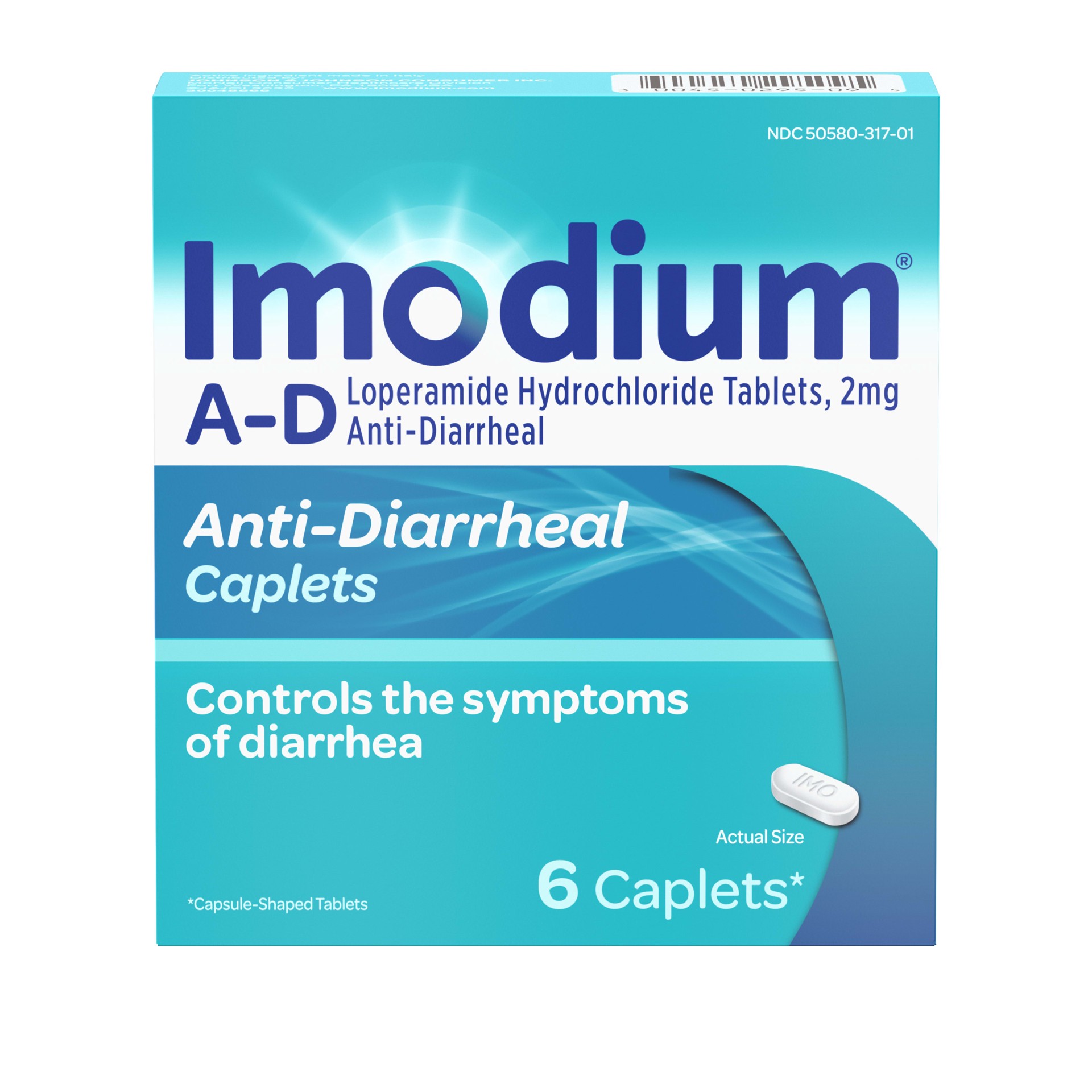 slide 1 of 8, Imodium A-D Diarrhea Relief Caplets, Loperamide Hydrochloride, 6 ct., 6 ct
