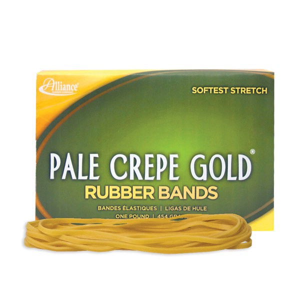 slide 9 of 9, Alliance Rubber Pale Crepe Gold® Rubber Bands, #117B, 7"" x 1/8"", 1 Lb, Box Of 300, 315 ct