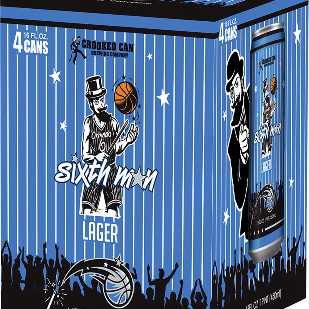 slide 1 of 1, Crooked Can Lager Sixth Man Beer 4 - 16 fl oz Cans, 4 ct; 16 oz
