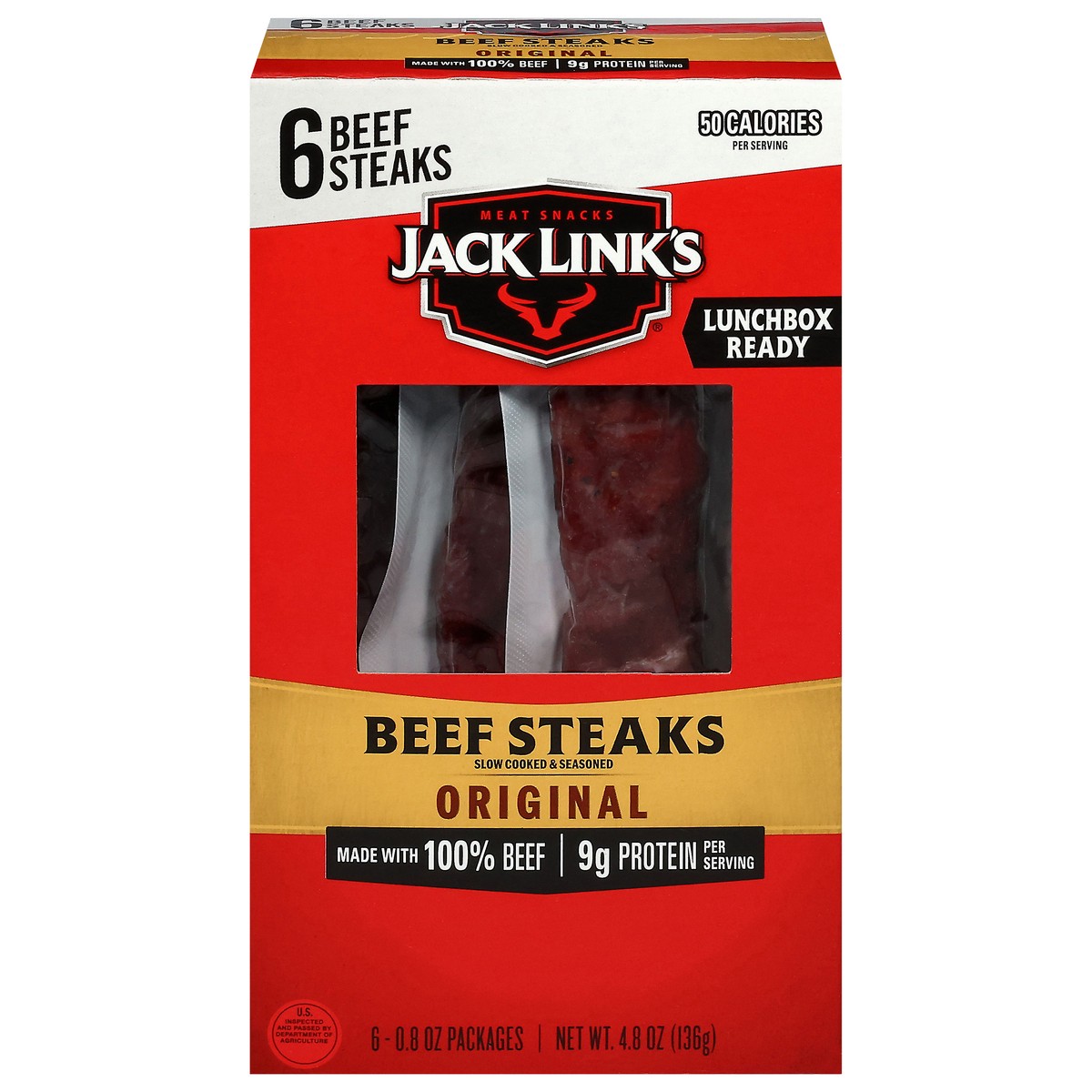 slide 1 of 2, Jack L Orignl Steak - 4.8 oz, 4.8 oz
