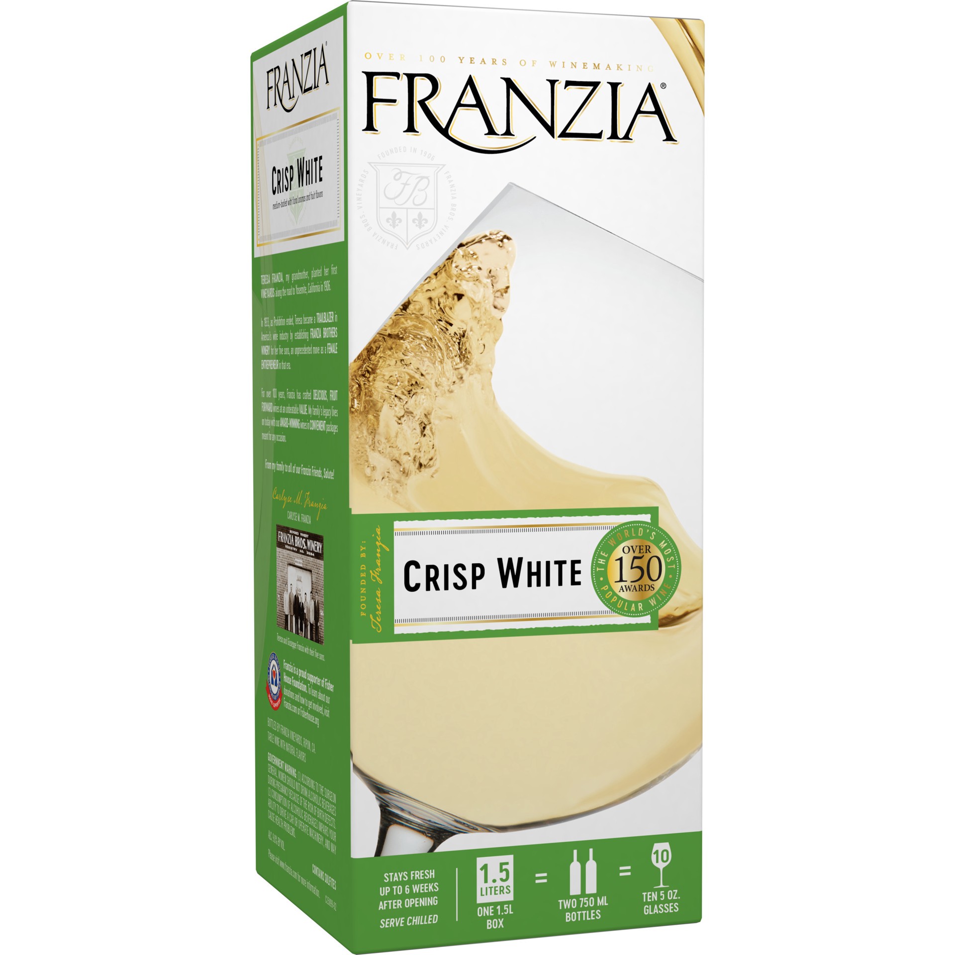 slide 1 of 4, Franzia Crisp White 1.5 lt, 1.50 liter