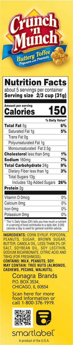 slide 6 of 9, Crunch 'n Munch Buttery Toffee Popcorn with Peanuts 6 oz, 6 oz