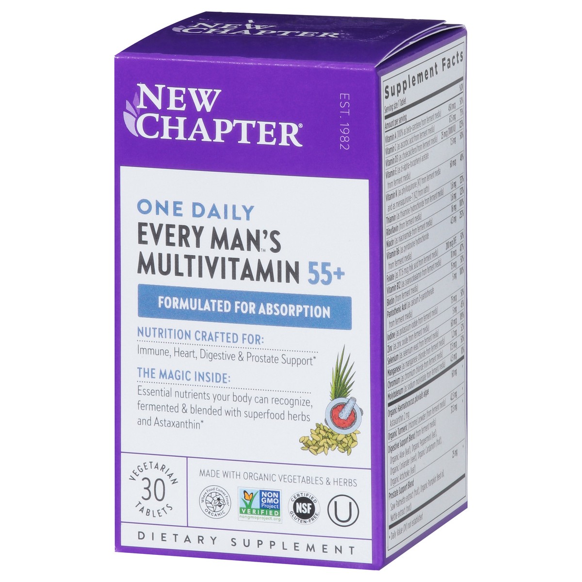 slide 2 of 9, New Chapter 55+ One Daily Every Man's Multivitamin 30 Tablets, 30 ct