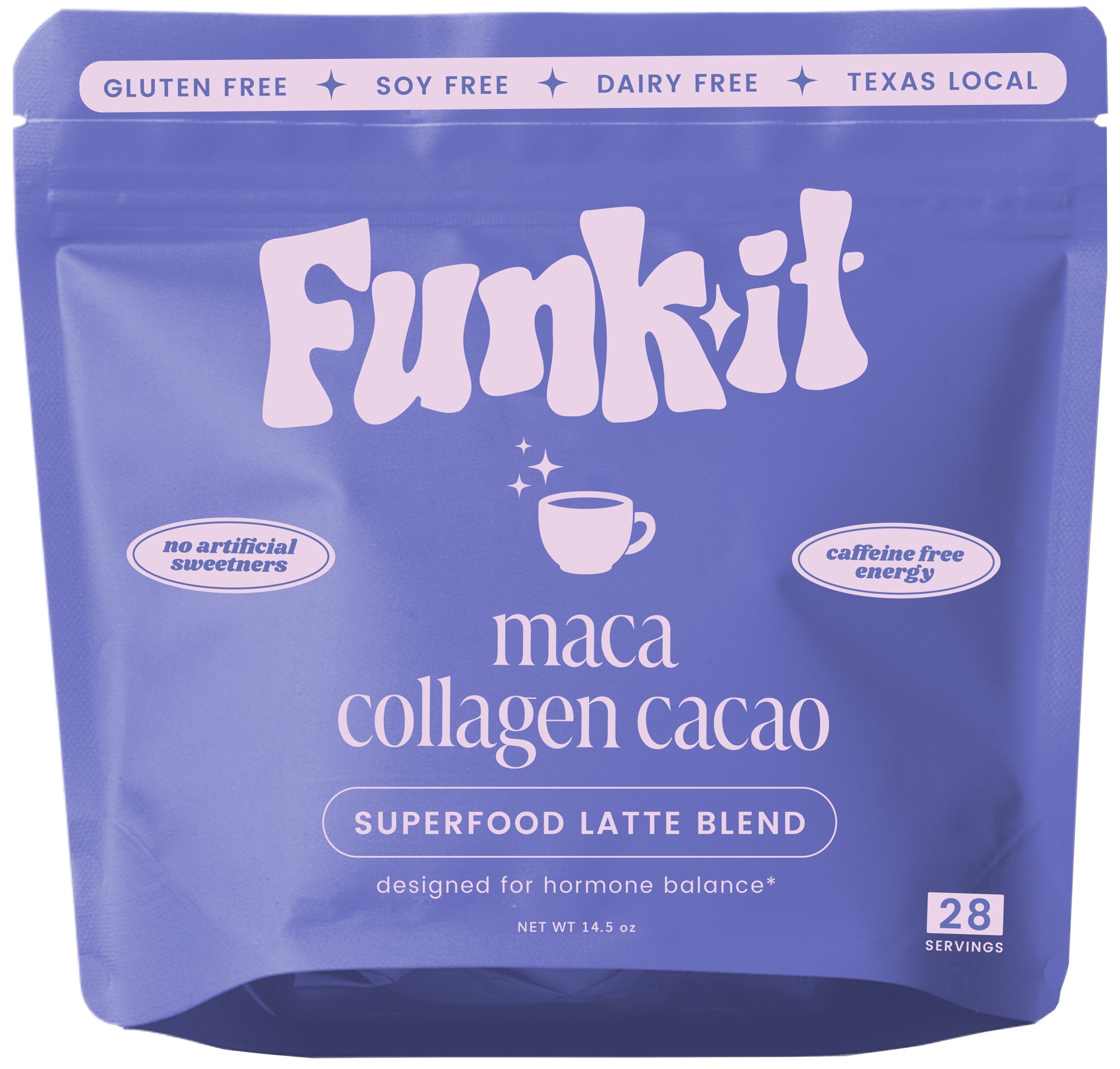slide 1 of 1, Funk It Wellness Maca Collagen Cacao Superfood Latte Blend, 14.5 oz