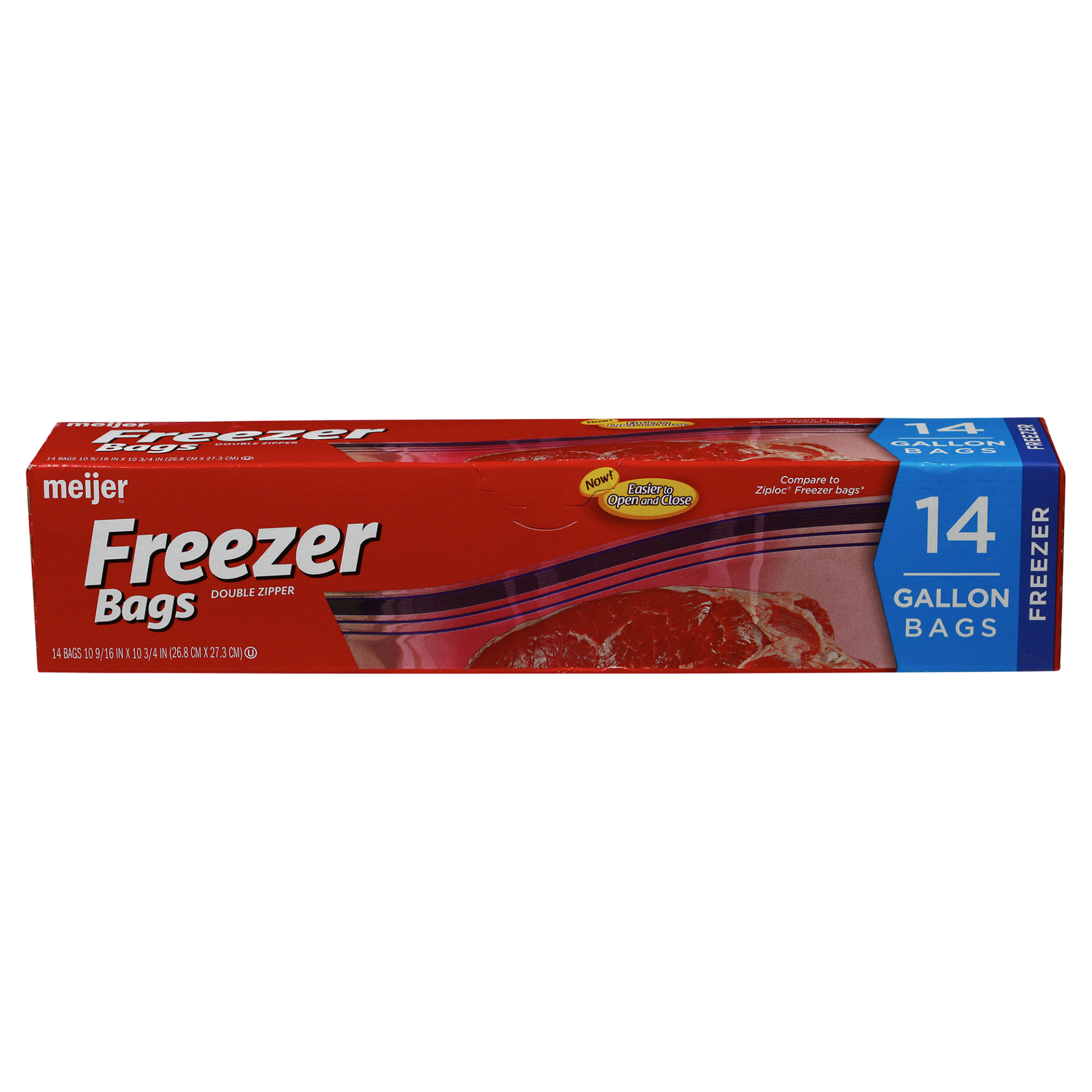 slide 1 of 17, Meijer Re-Closable Double Zipper Gallon Freezer Bags, 14 ct