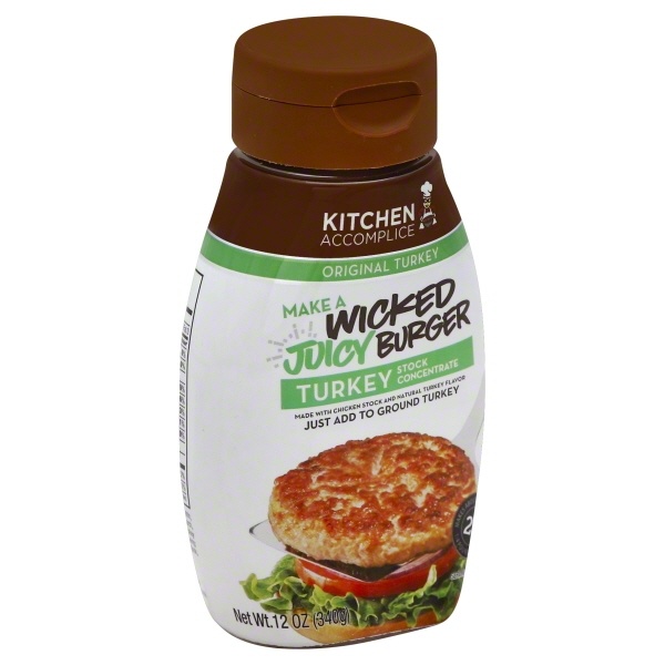 slide 1 of 1, Kitchen Accomplice Wicked Juicy Burger Turkey Stock, 12 oz