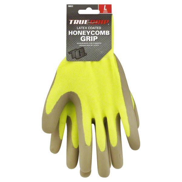 slide 1 of 1, True Grip Latex Coated Honeycomb Grip Large Gloves, 1 ct