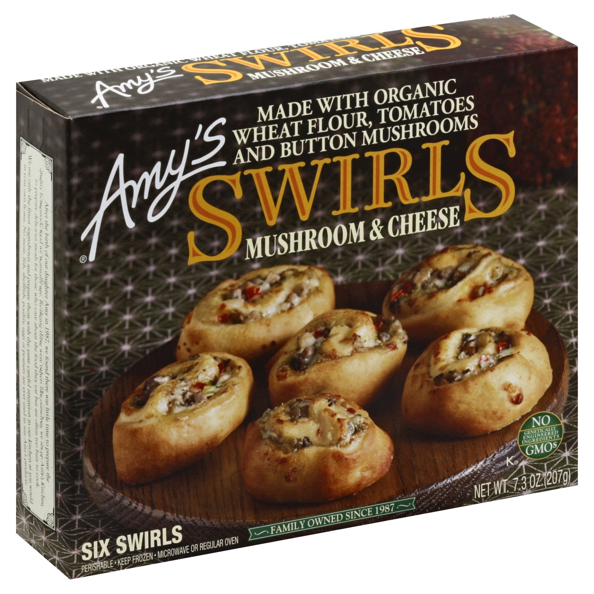 slide 1 of 1, Amy's Mushroom & Cheese Swirls, 7.3 oz