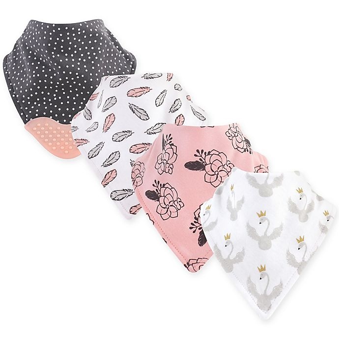 slide 1 of 1, Yoga Sprout Spread Your Wings Bandana Bib With Teether - Grey, 4 ct