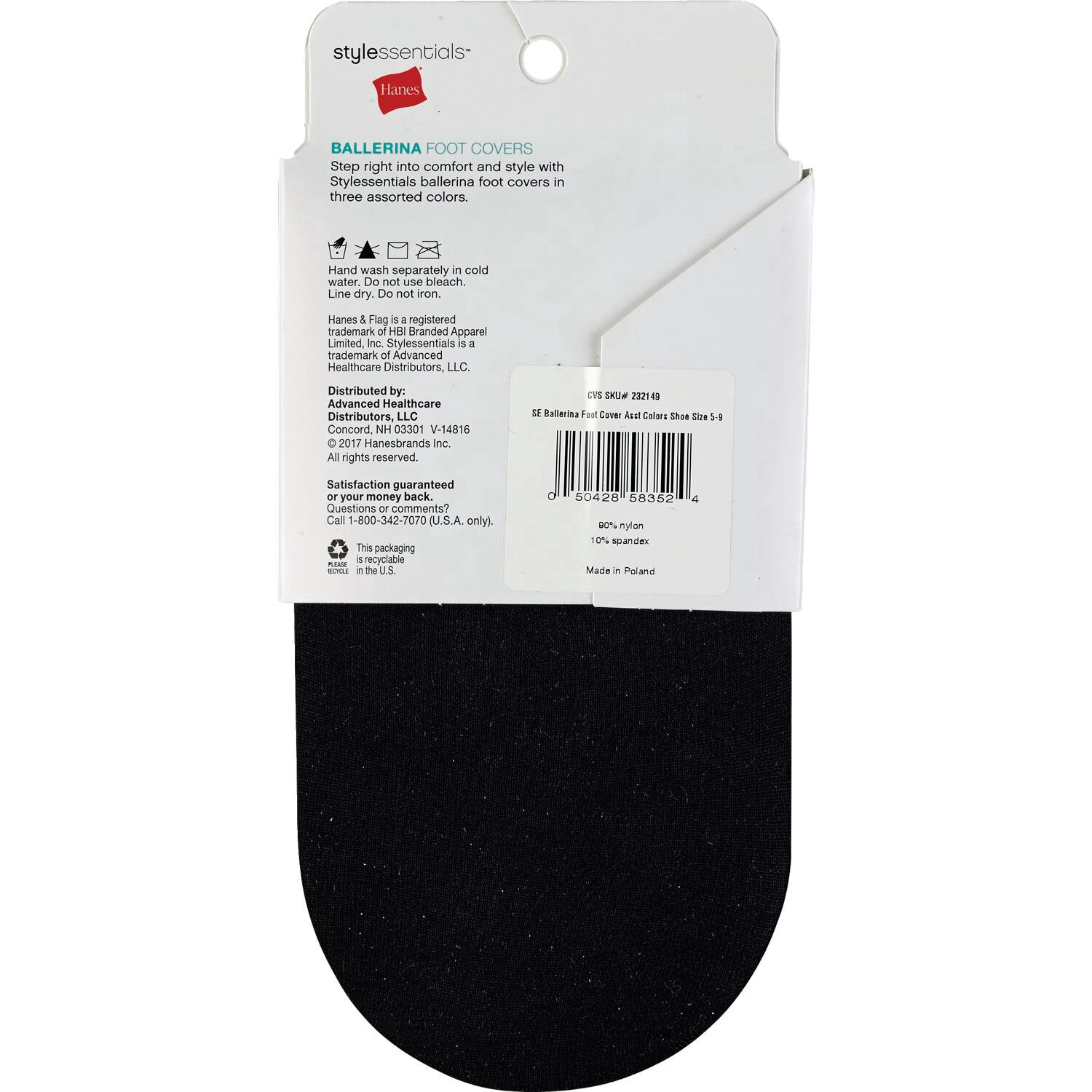 slide 2 of 2, Hanes Style Essentials By Hanes Ballerina Foot Covers, Assorted Colors, Sizes 5-9, 3 ct