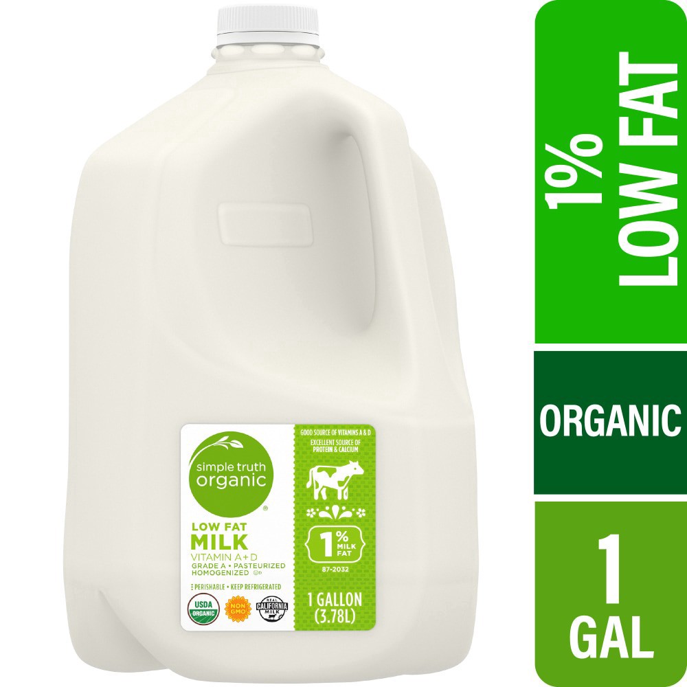 slide 1 of 3, Simple Truth Organic 1% Lowfat Milk - 1 gal, 1 gal