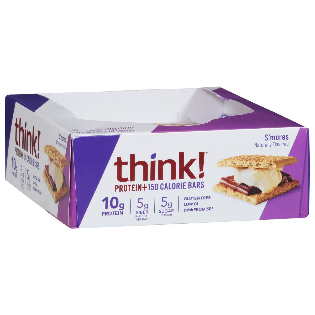 slide 2 of 9, thinkThin Think! S'Mores Protein Bars, 10 ct; 1.41 oz