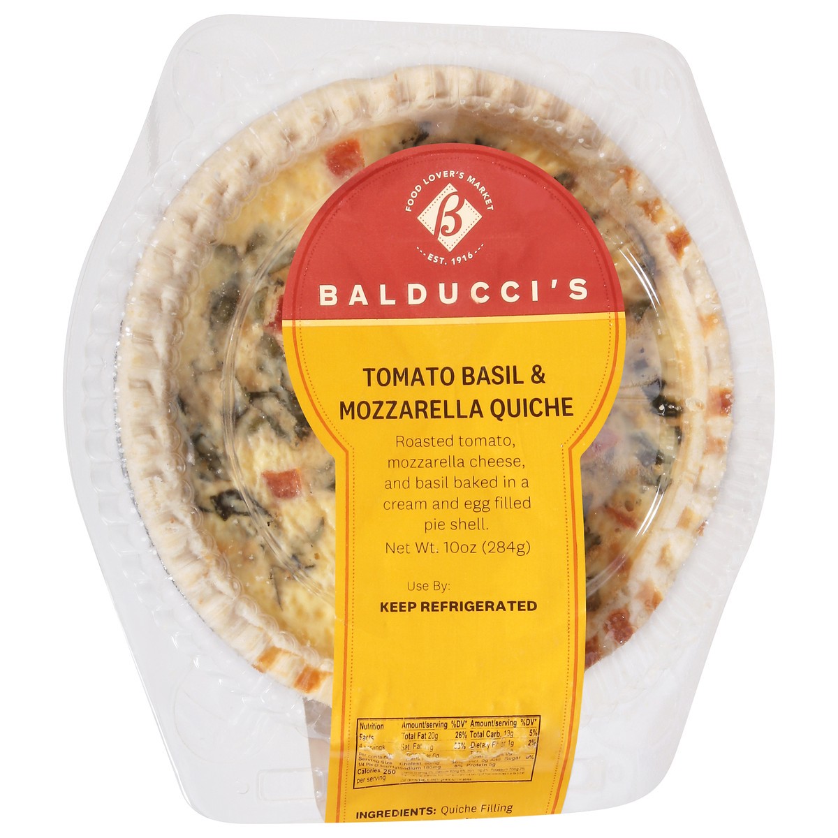 slide 10 of 13, Bal Quiche Tomato Basil Mozz Sm - 10 OZ, 10 oz