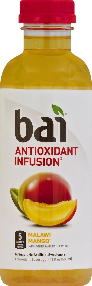 slide 1 of 3, Bai Flavored Water, Malawi Mango, Antioxidant Infused Drinks, 18 Fluid Ounce Bottle, 18 fl oz