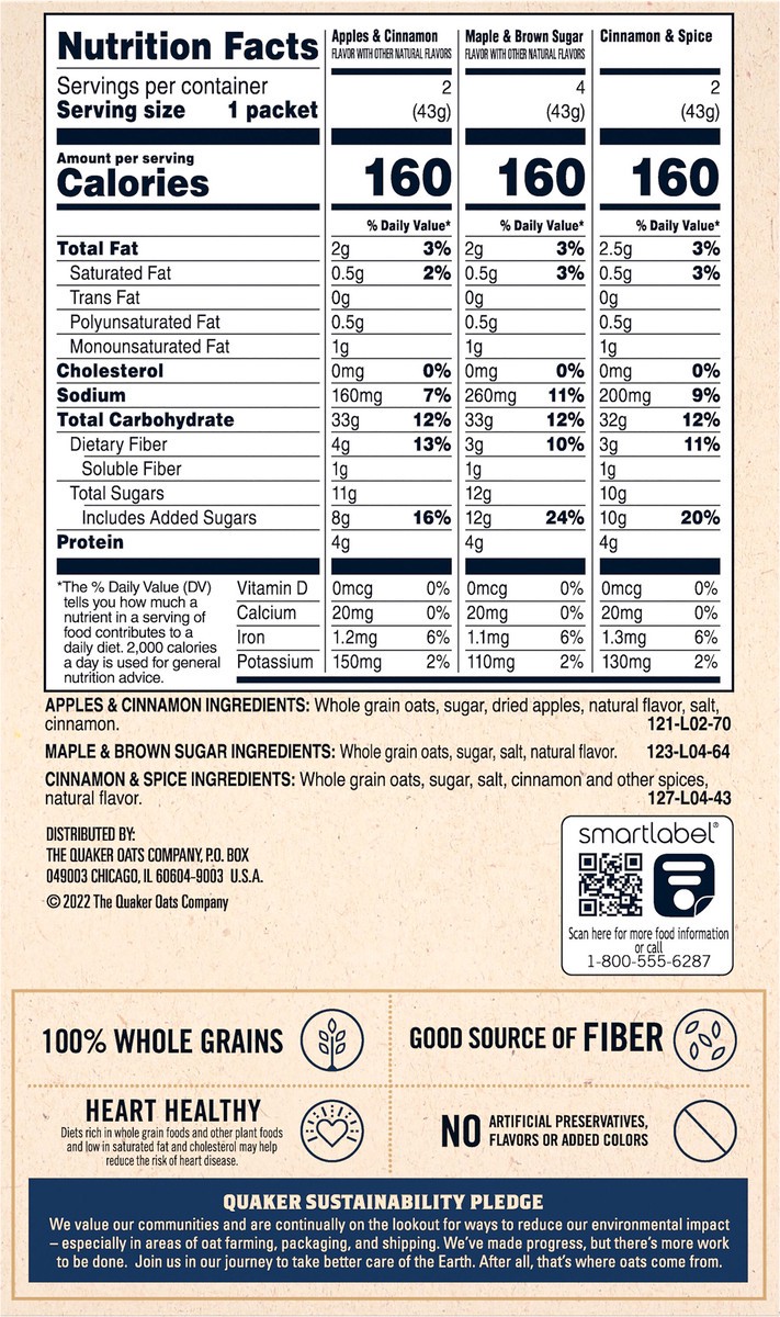 slide 5 of 6, Quaker Instant Oatmeal, Flavored Variety, 8 ct