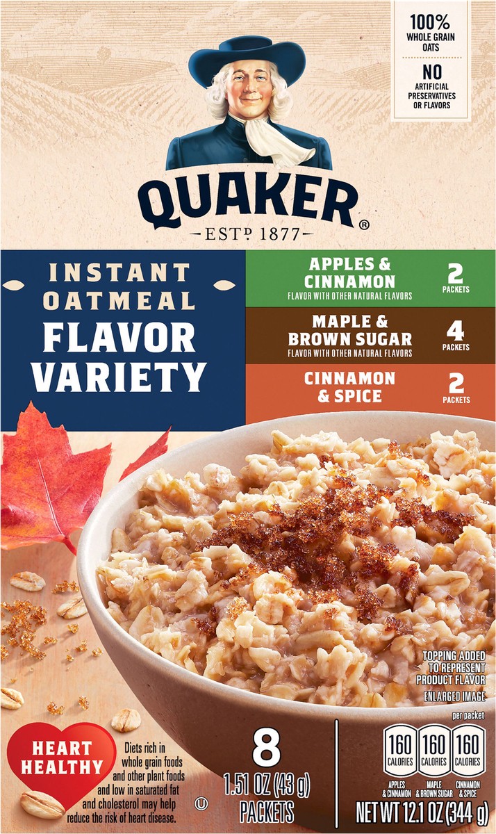 slide 6 of 6, Quaker Instant Oatmeal, Flavored Variety, 8 ct