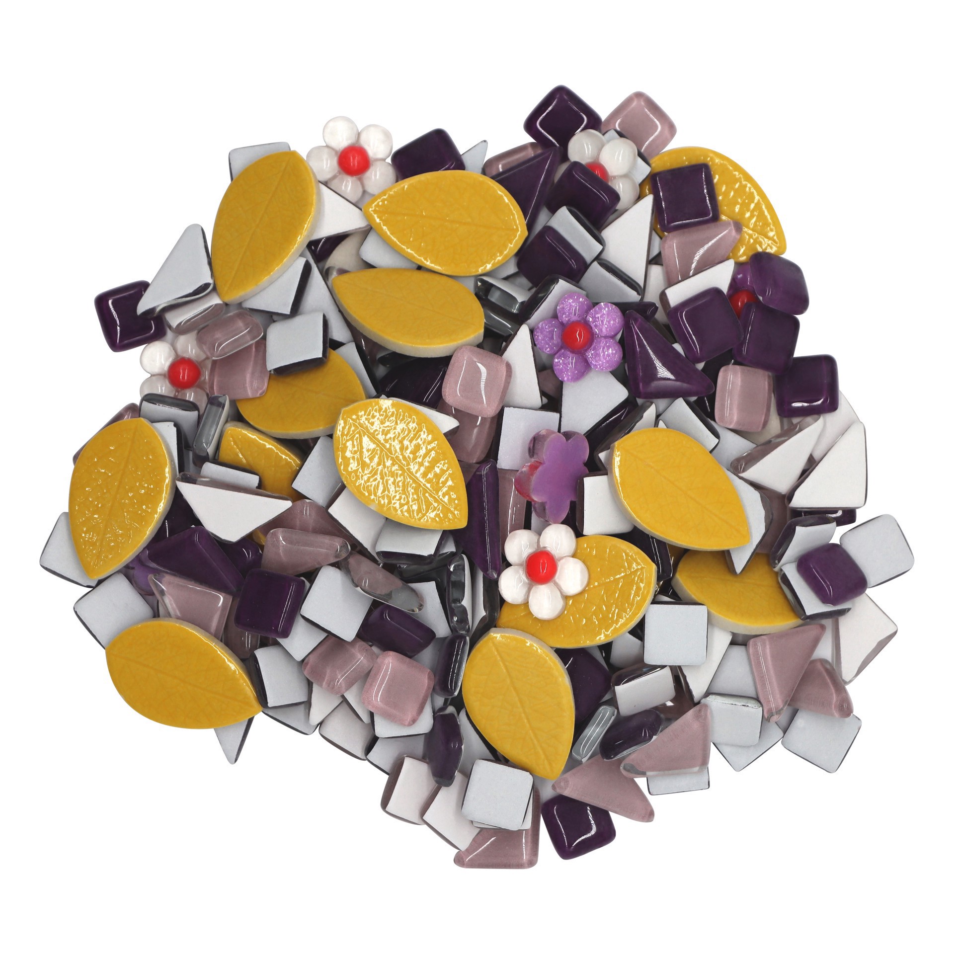 slide 2 of 4, 14" Round Yellow Flowers Mosaic Tray Kit By Make Market, 14 in