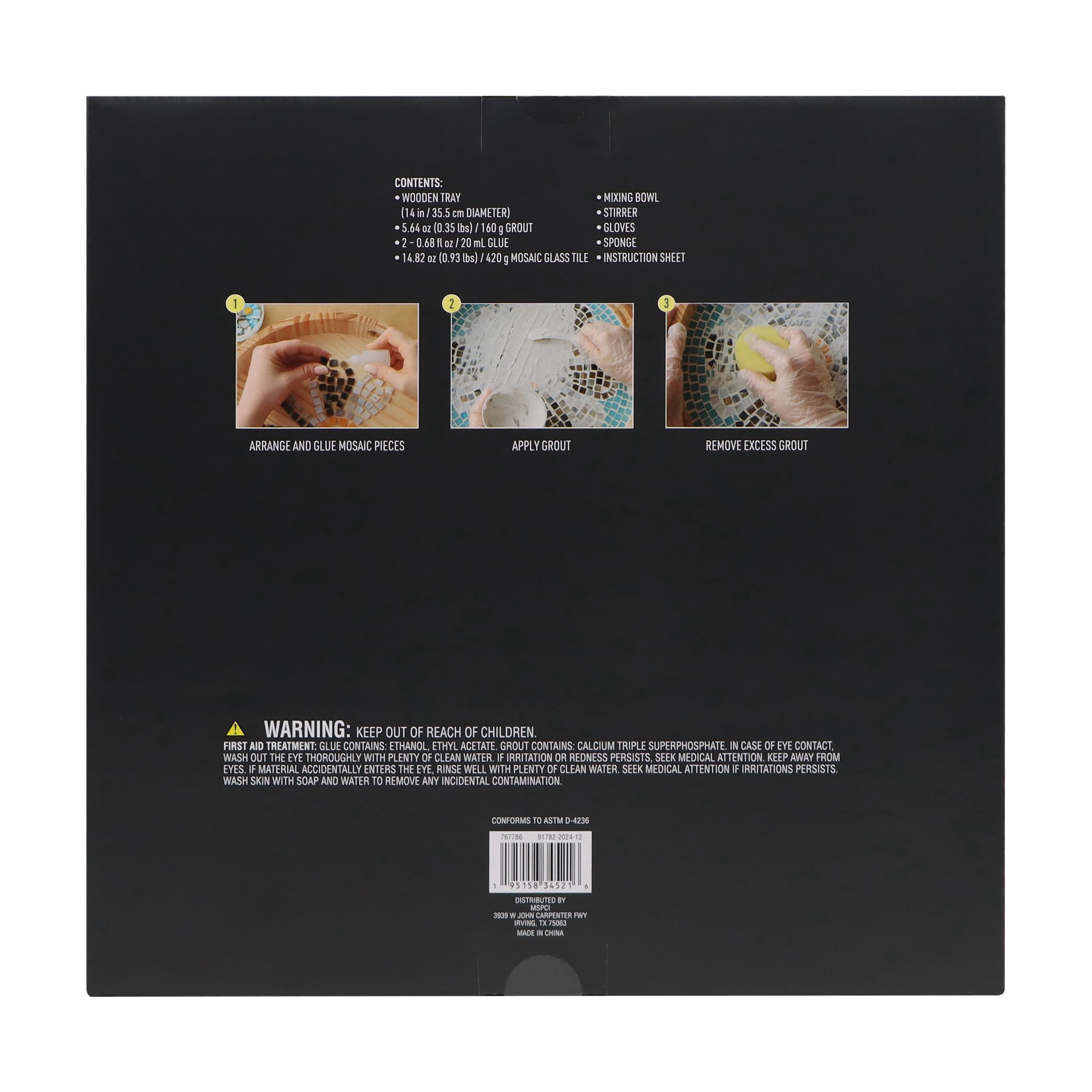 slide 4 of 4, 14" Round Yellow Flowers Mosaic Tray Kit By Make Market, 14 in